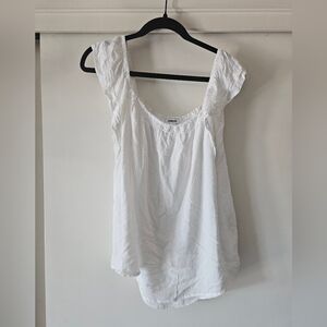Express White Sleeveless Ruffled Blouse